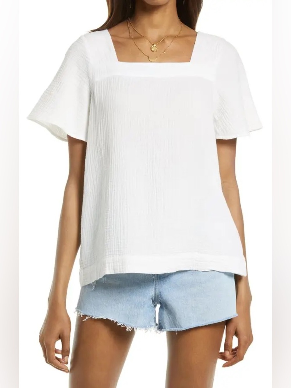 Madewell Harlow square neck top in lighthouse